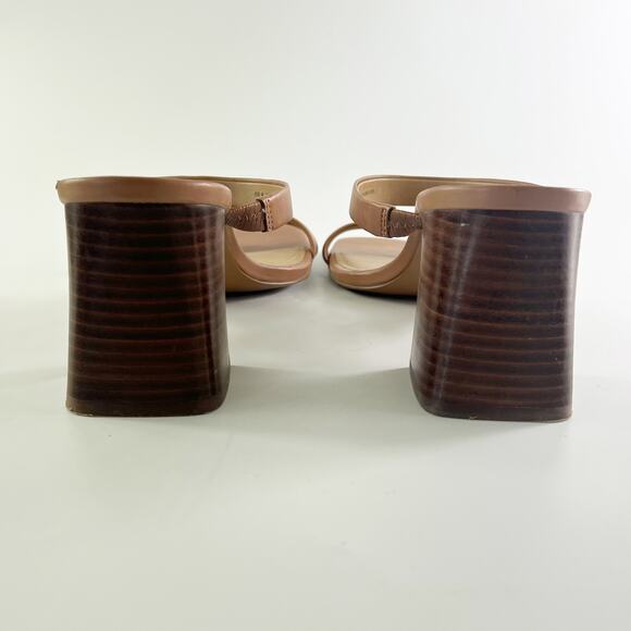 & Other Stories Duo Strap Leather Block Heeled Sandals Heels Shoes Tan Brown 9.5 - Picture 9 of 13